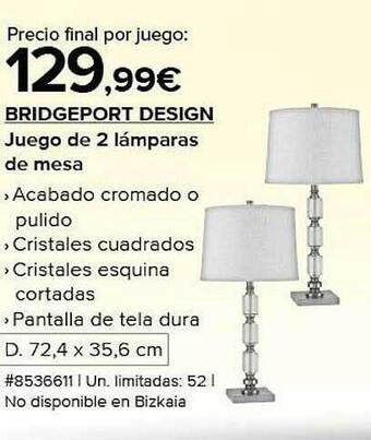 Costco Bridgeport design juego de 2 lámparas de mesa oferta