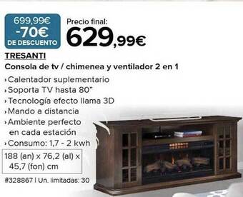 Costco Tresanti consola de tv - chimenea y ventilador 2 en 1 oferta