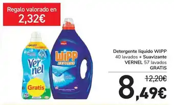 Carrefour Wipp Detergente Líquido +Vernel Suavizante Gratis oferta
