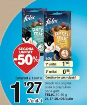 SPAR Fragadis Snack Mix Original Oceà o Play Tubes per a Gats Felix oferta