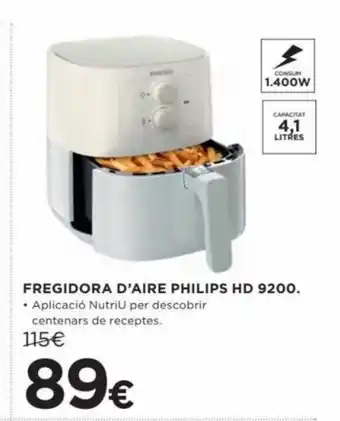 Hipercor Fregidora D'Aire Philips HD 9200 oferta