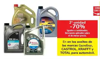 Carrefour Castrol, Krafft Y Total En En Los Aceites De Marcas Carrefour, Para Automóvil oferta