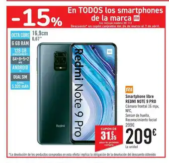 Carrefour Redmi Note 9 Pro Mi Smartphone Libre oferta