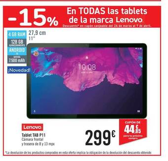 Carrefour Tablet Tab P11 Lenovo oferta