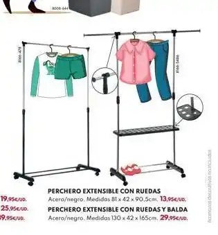 BricoCentro 8166475 8000-644 t ver perchero extensible con ruedas acero/negro. medidas 81 x 42 x 90.5cm. 13,95€/ud. perchero extensib oferta