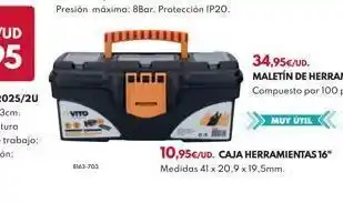 BricoCentro Vito 863-303 muy util 10,95€/ud. caja herramientas 16" medidas 41 x 20,9 x 19,5mm. oferta