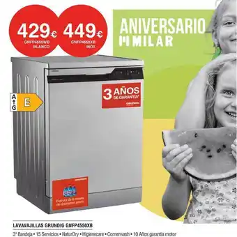 Milar Lavavajillas Grundig Gnfp4550xb oferta