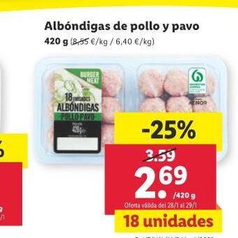 Lidl Albóndigas de pollo y pavo oferta
