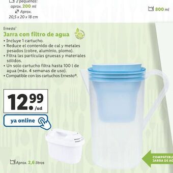 Lidl Jarra con filtro de agua oferta