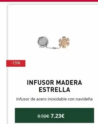 Tea Shop -15% infusor madera estrella infusor de acero inoxidable con navideña 8.50€ 7.23€ oferta