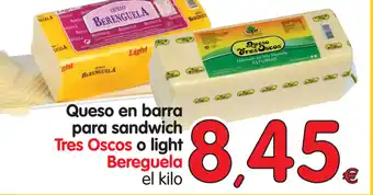 Alimerka Tres Oscos Queso en barra para sandwich o light Bereguela el kilo oferta