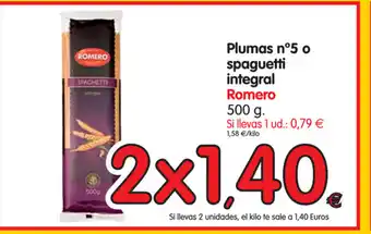 Alimerka Romero Plumas n° o spaguetti integral 500g oferta