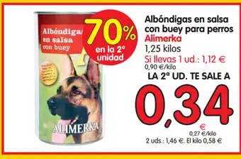 Alimerka Alimerka Albóndigas en salsa con buey para perros 1.25 kilos oferta
