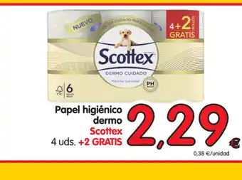 Alimerka Scottex Papel higiénico dermo 4 uds + 2 Gratis oferta