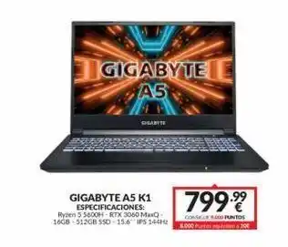 Game Gabyte gigabyte as gigabyte a5 k1 especificaciones: ryzen 5 5600h-rtx 3060 max 16gb 512gb ssd-15.6 ips 144hz 799.⁹⁹ cons oferta
