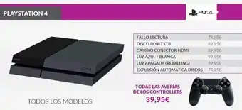 Game Playstation 4 todos los modelos fallo lectura disco duro 1tb cambio conector hdmi luz azul / blanca luz apagada (reball oferta