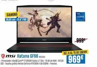Beep Gaming 39,62 cm-15.6" fhd insi msi katana gf66 ms -procesador intel® core™ (7-12650h hasta 4.7 ghz-16 gb de ram-512 68 ss oferta