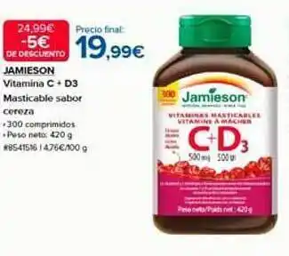 Costco Jamieson vitamina c + d3 masticable sabor cereza oferta
