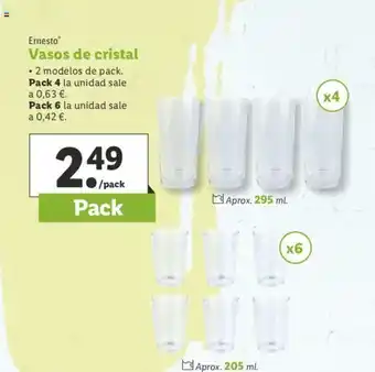 Lidl Ernesto Vasos de cristal oferta