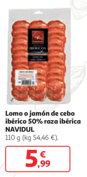 Alcampo Navidul Lomo o jamón de cebo ibèrico 50% raza ibèrica 110g oferta