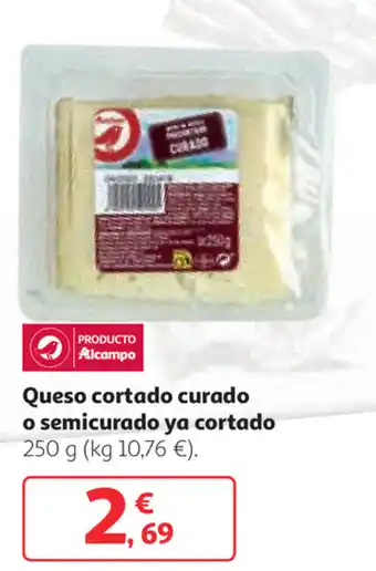Alcampo Queso cortado curado o semicurado ya cortado 250g oferta