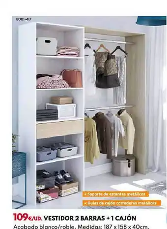 BricoCentro Vestidor 2 barras + 1 cajón oferta