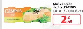Alcampo Campos Atún en aceite de oliva 3unid x 52g oferta