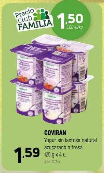 Coviran Coviran yogur sin lactosa natural azucarado o fresa oferta