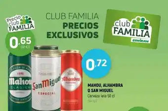 Coviran Mahou, alhambra o san miguel cerveza oferta