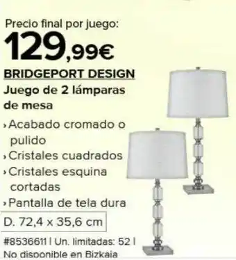 Costco Bridgeport design juego de 2 lámparas de mesa oferta