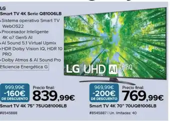 Costco Lg smart tv 4k serie q81006lb oferta