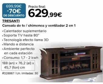 Costco Tresanti consola de tv chimenea y ventilador 2 en 1 oferta