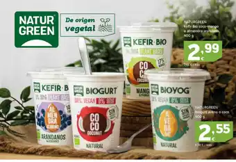 HiperDino Naturgreen kéfir bio coco-mango o almendra-arandano naturgreen biogurt avena o coco oferta