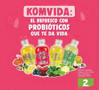 HiperDino Komvida kombucha jengibre y limón, frutos rojos, kombujito o supergreen oferta
