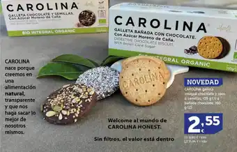 HiperDino Carolina galleta integral chocolate y coco o semillas o bañada chocolate oferta