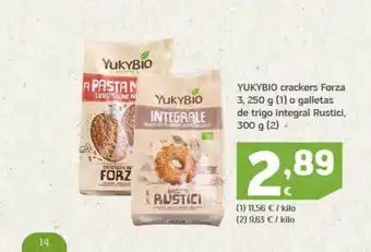 HiperDino Yukybio crackers forza o galletas de trigo integral rustici oferta