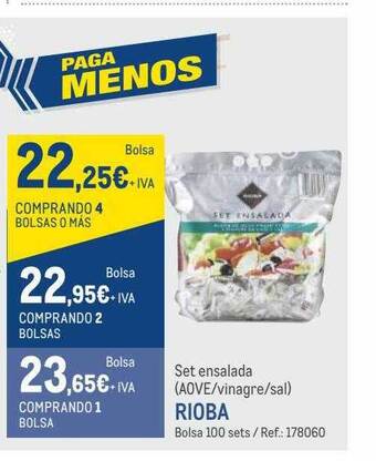 Makro Set ensalada (aove vinagre sal) rioba oferta