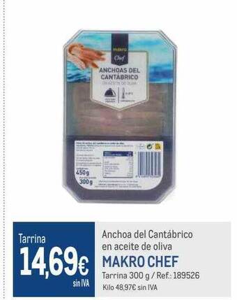 Makro Anchoa del cantábrico en aceite de oliva makro chef oferta