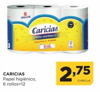 Alimerka Caricias Papel Higiénico 6 Rollos= 12 oferta