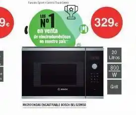 Milar Los nº en venta de electrodomésticos en nuestro país" ⓒ microondas encastrable bosch bel523m50 *** 329€ 20 litros oferta