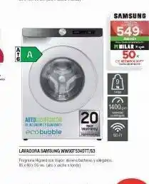 Milar A autosificaco s ecobubble 20 lavadora samsung ww4t/3 prag hot 85x60x55 mxach samsung 549 milar 50€ cam 1400m wi oferta