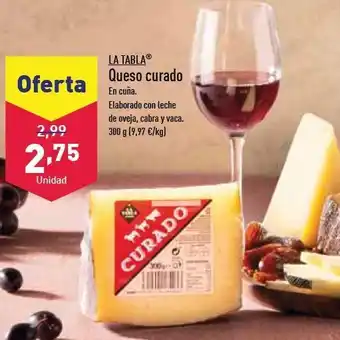 ALDI Queso curado la tabla oferta