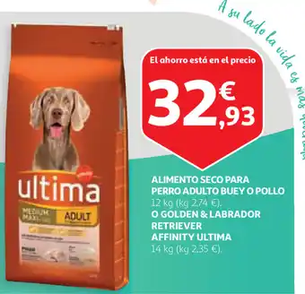 Alcampo Alimento Seco Para Perro Adulto Buey O Pollo 12 kg O Golden & Labrador Retriever Affinity Ultima 14kg oferta