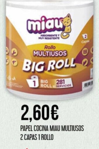 Papel Cocina Miau Multiusos 2 Capas 1 Rollo