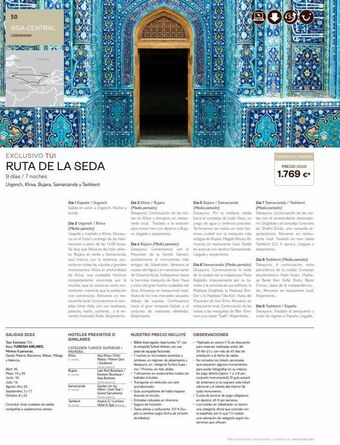 Tui Travel PLC 50 asia central uzbekistán turkmemetők exclusivo tui ruta de la seda 9 días / 7 noches urgench, khiva, bujara, samarca oferta