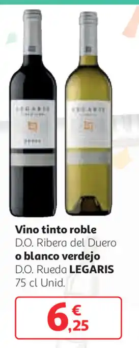 Alcampo Vino tinto roble D.O. Ribera del Duero o blanco verdejo D.O Rueda Legaris 75 cl Unid. oferta