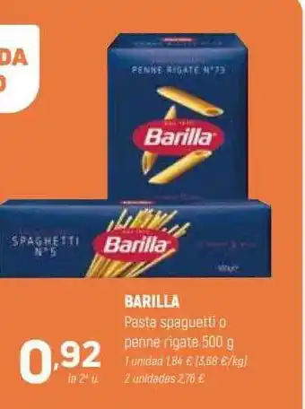 Coviran Barilla pasta spaguetti o penne rigate oferta