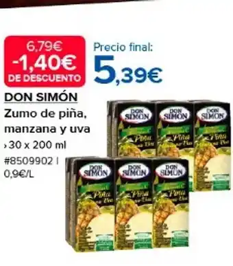 Costco Don simón zumo de piña manzana y uva oferta