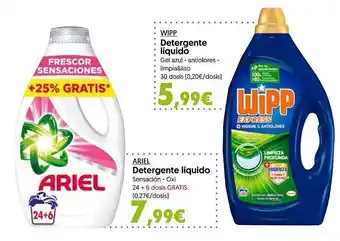 Hiper Usera Wipp detergente líquido, ariel detergente líquido oferta
