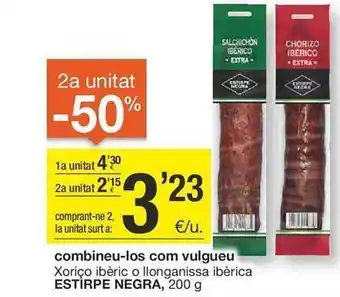 BonpreuEsclat Xoriço ibèric o llonganissa ibèrica estirpe negra oferta